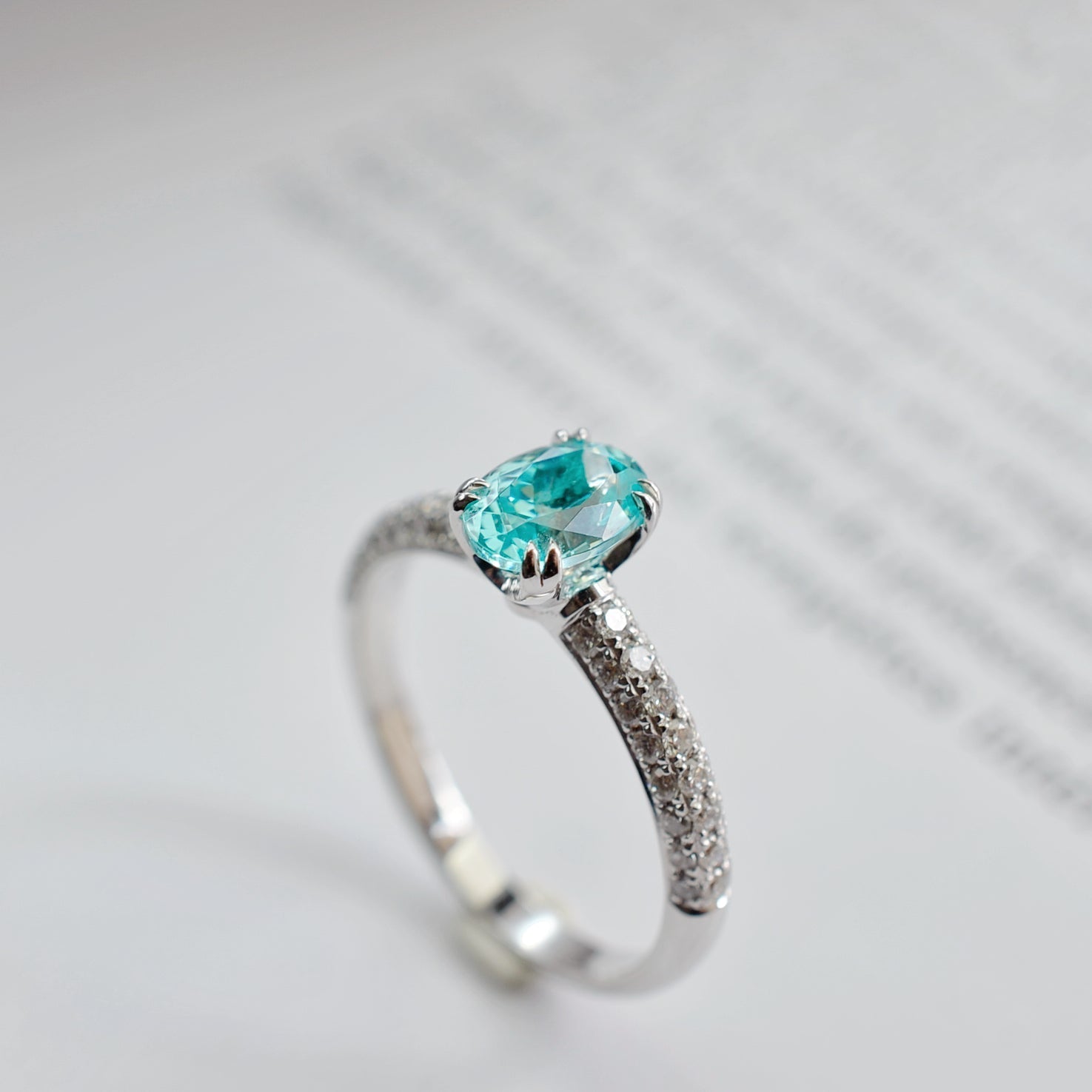 Diamelys | Bague de fiançailles Étoile Bleue- Diamant de laboratoire  - Ovale Or blanc 18K