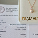 Collier Polaire - Diamant de laboratoire - 1,03 carat - Rond -Or rose diamelys