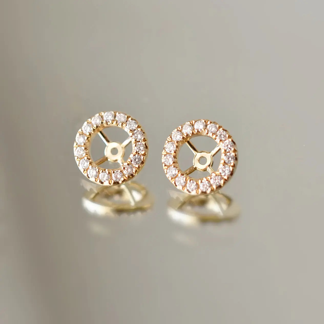 Boucles d'oreilles Elise - Diamant de laboratoire - Rond 0,5 carat (2 X) - Halo modulable - Or jaune 18K Diamelys