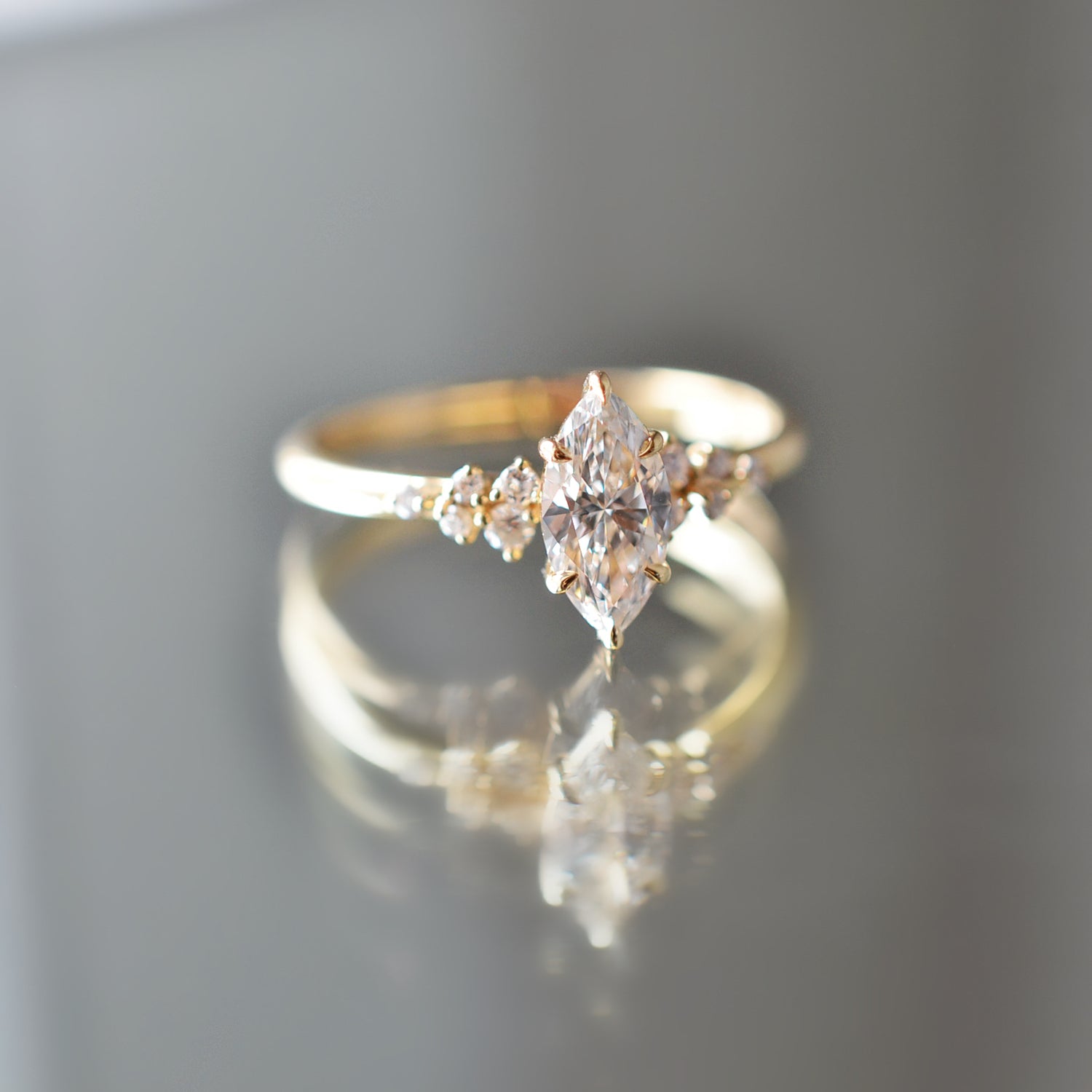 Bague de fiançailles Aurore- Diamants de laboratoire - Or jaune 18 carats - Marquise 0.58 carats - taille 52