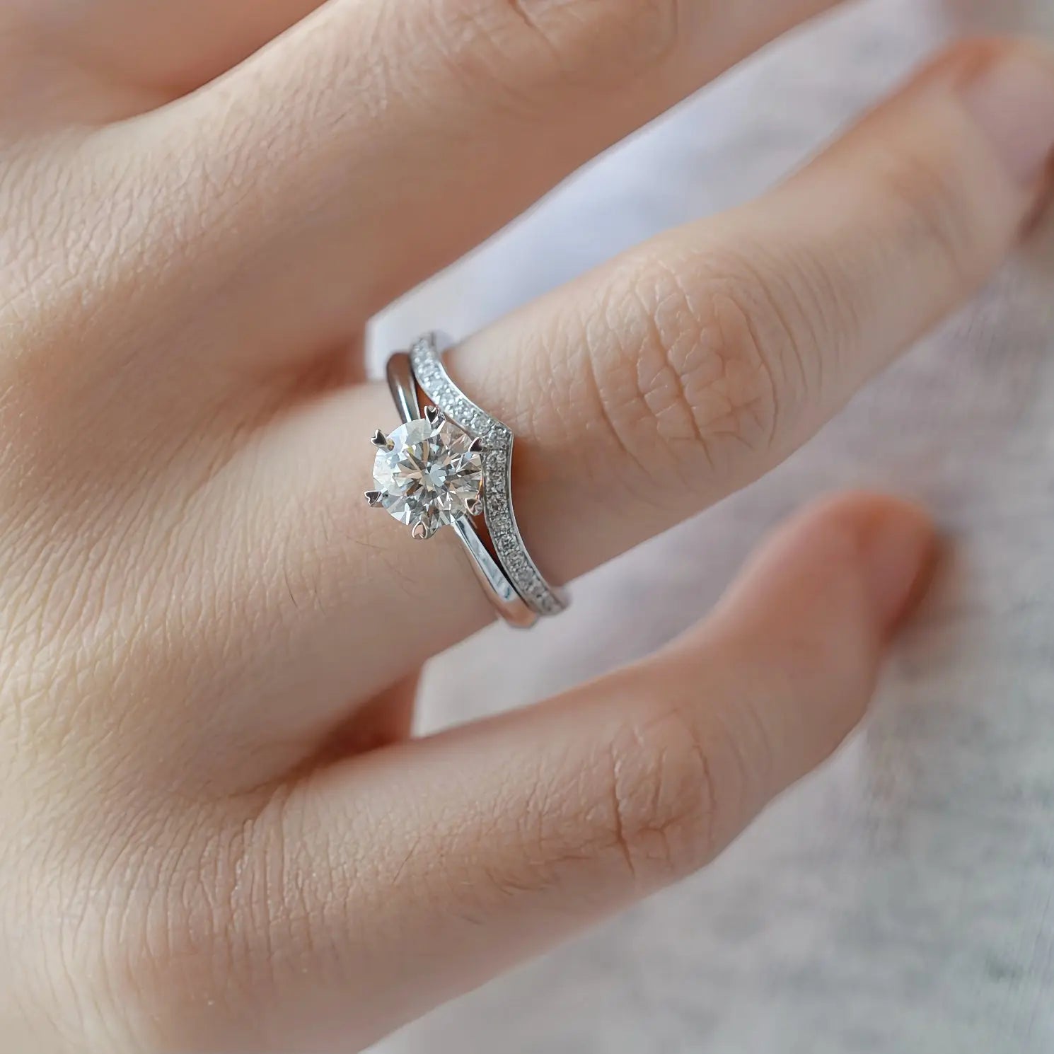 Bague de fiançailles Vega - Diamant de laboratoire - 1,04 carats - Rond - Or blanc 18K - taille 52 diamelys