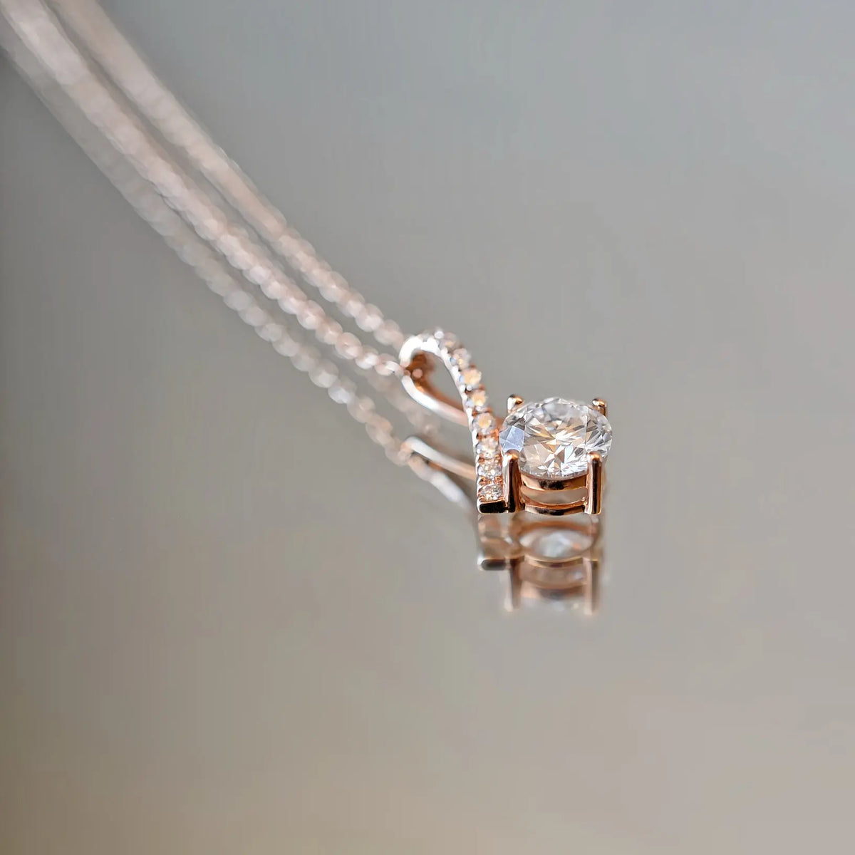 Collier Polaire - Diamant de laboratoire - 1,03 carat - Rond -Or rose diamelys