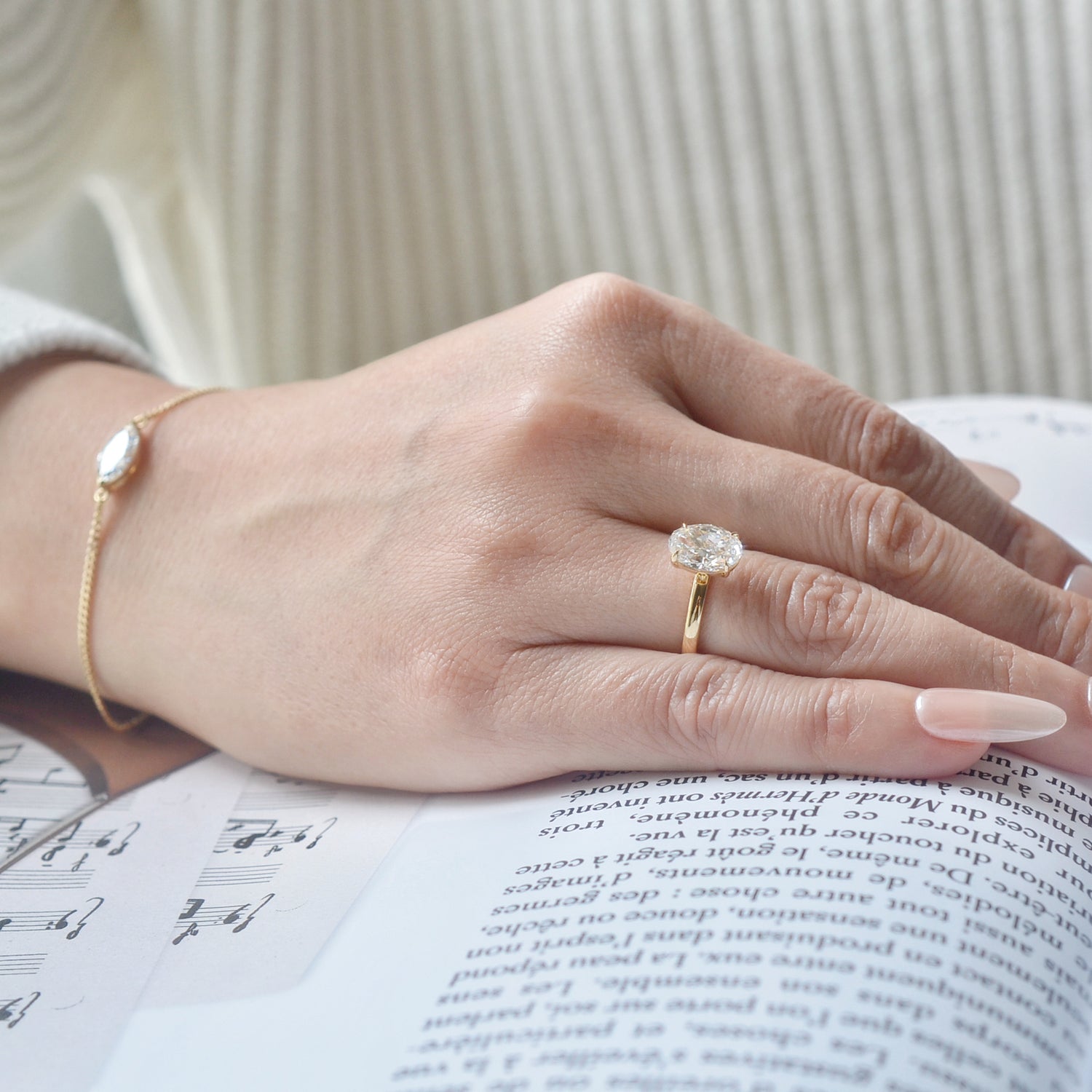 Solea solitaire ring - Lab-grown diamond - 2.42 carats - Oval - 18K yellow gold - size 52