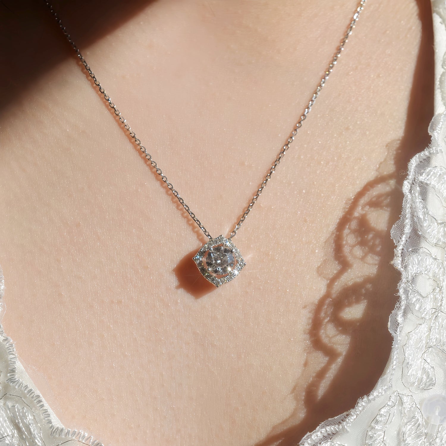 Collier Mira - Diamant de laboratoire - 1 carat - Rond - Or blanc 14K