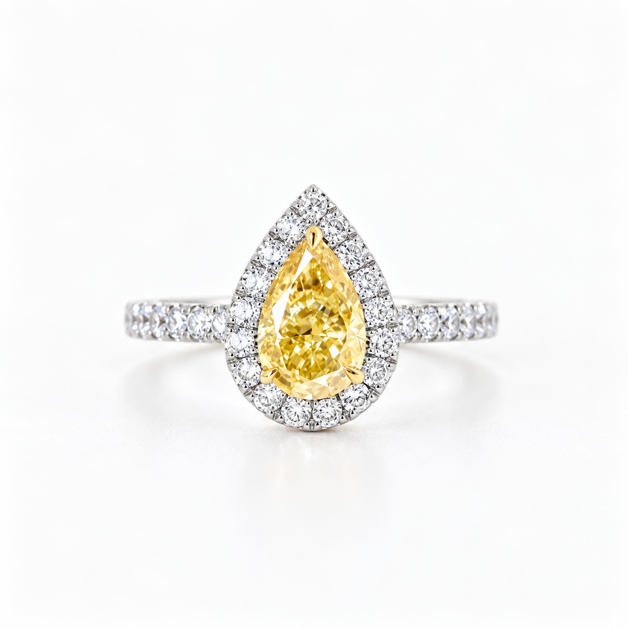 Bague Solène – diamant jaune de laboratoire taille poire – personnalisable
