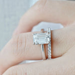 Bague de fiançailles Lune ll - Diamant de laboratoire - 2,1 carats - Émeraude -Or blanc 18K - taille 52 diamelys