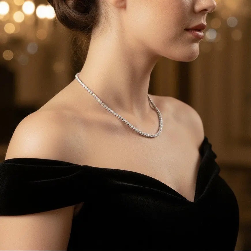 Collier Eclat Tennis - Diamant de laboratoire - Or blanc 18 carats diamelys