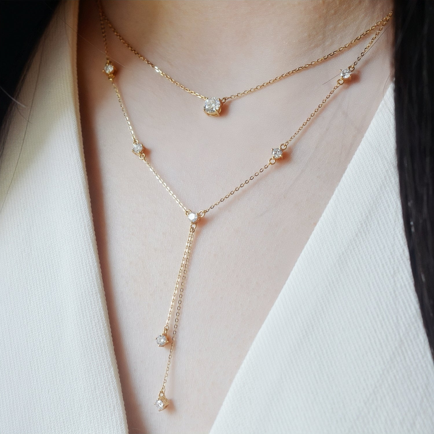 Collier Alya – Diamant de laboratoire - 0,5 carat - Rond - Or jaune 18K