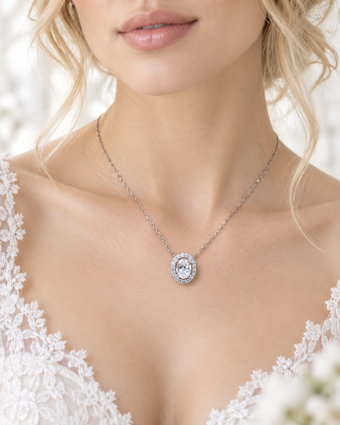 Collier Céliane – Diamant de laboratoire taille ovale – Personnalisable