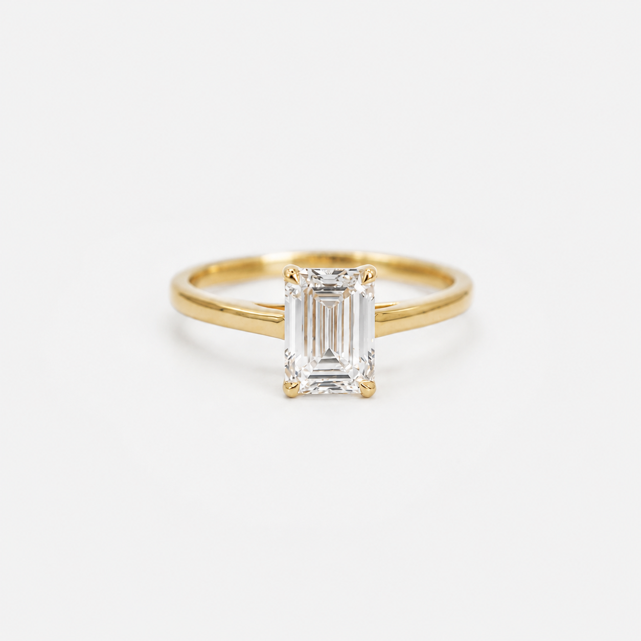 Moon Ring - Emerald Cut Lab Grown Diamond - Customizable