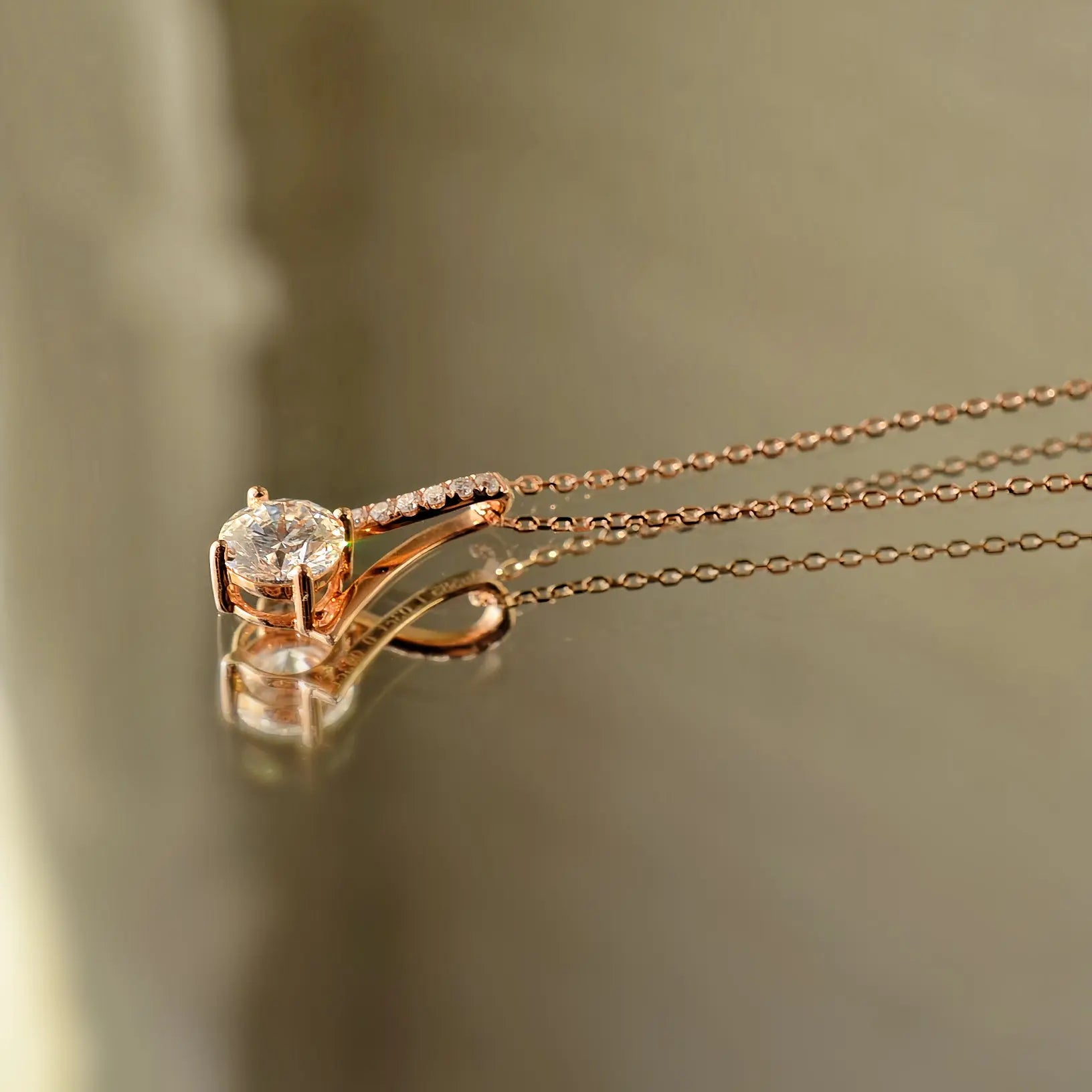 Collier Polaire - Diamant de laboratoire - 1,03 carat - Rond -Or rose diamelys