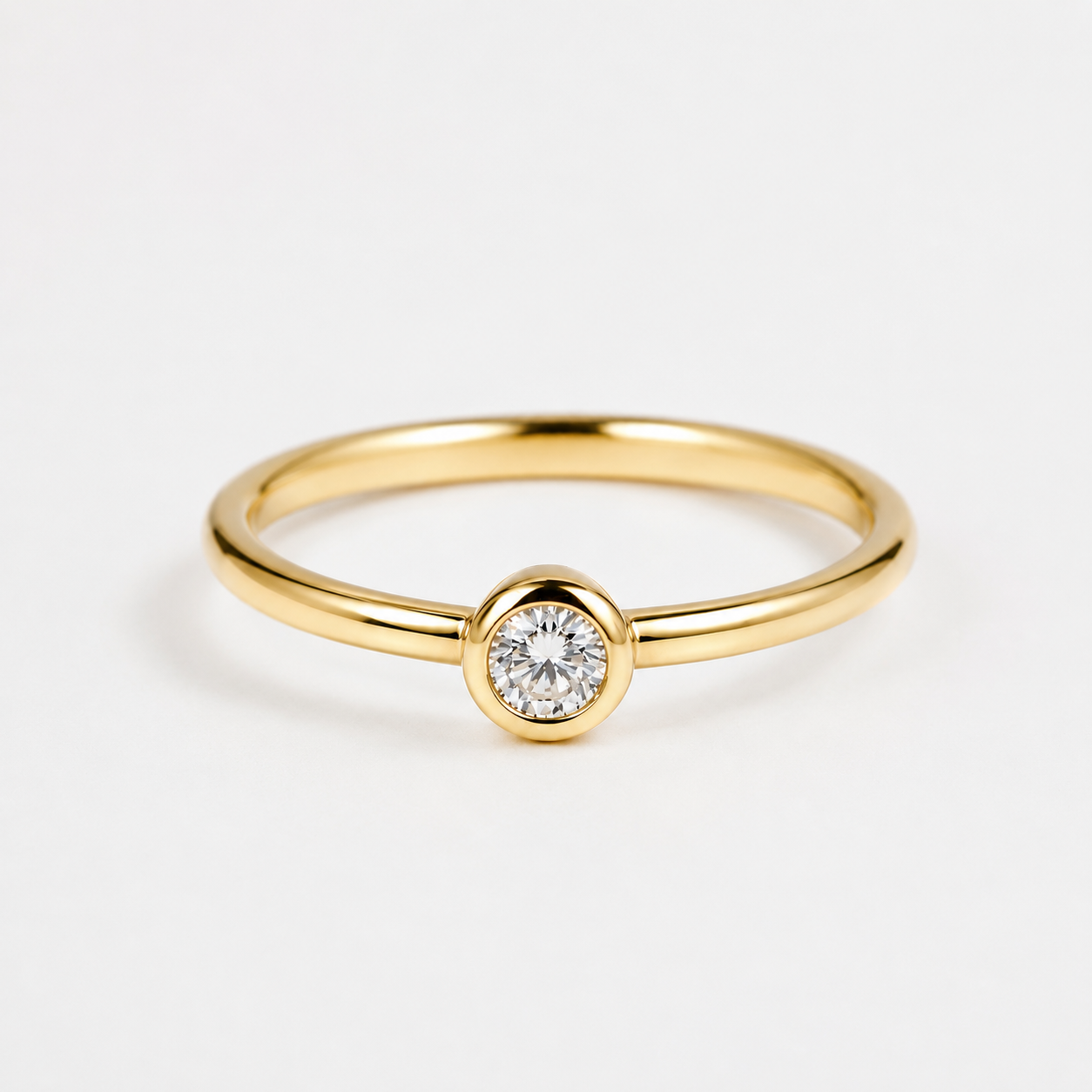 Bague solitaire Lumi - Or jaune 14 carats - Rond 0.12 carats - taille 52