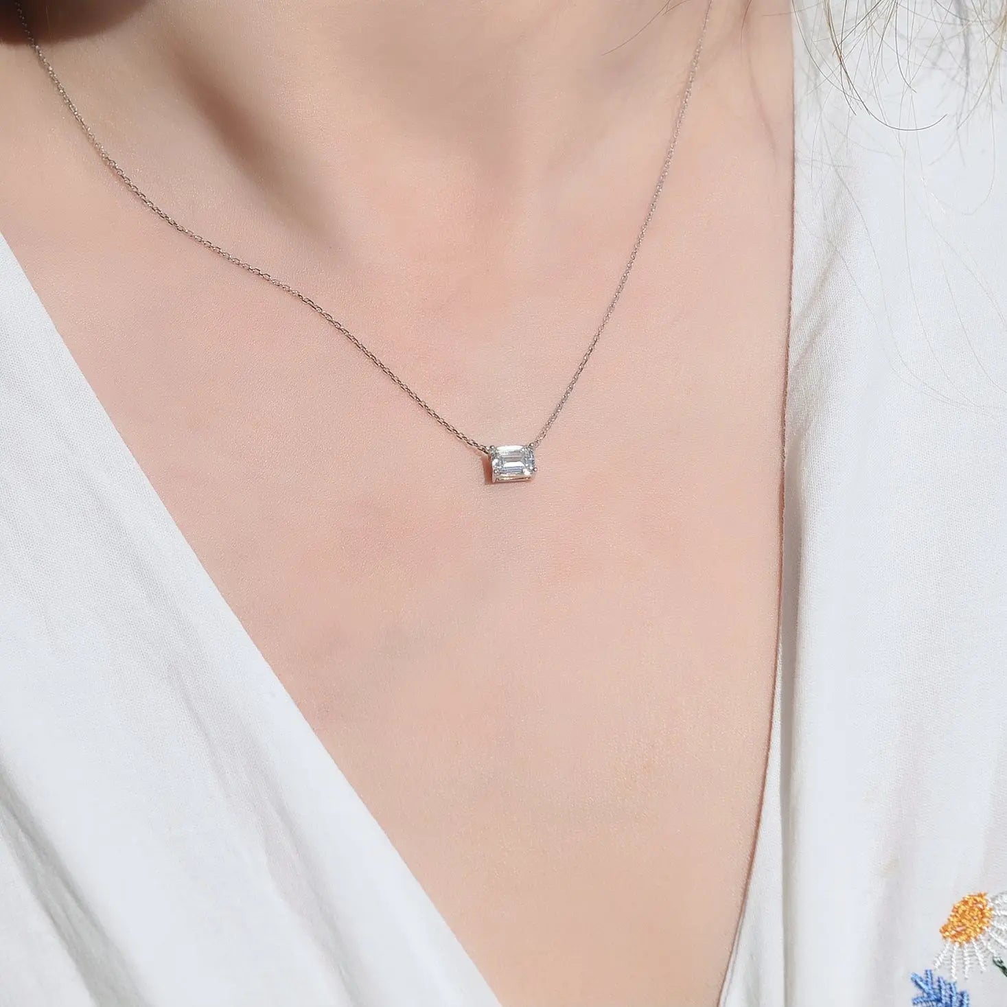 Collier Lune I – Diamant de laboratoire - 1 carat - Émeraude - Or blanc 14K diamelys