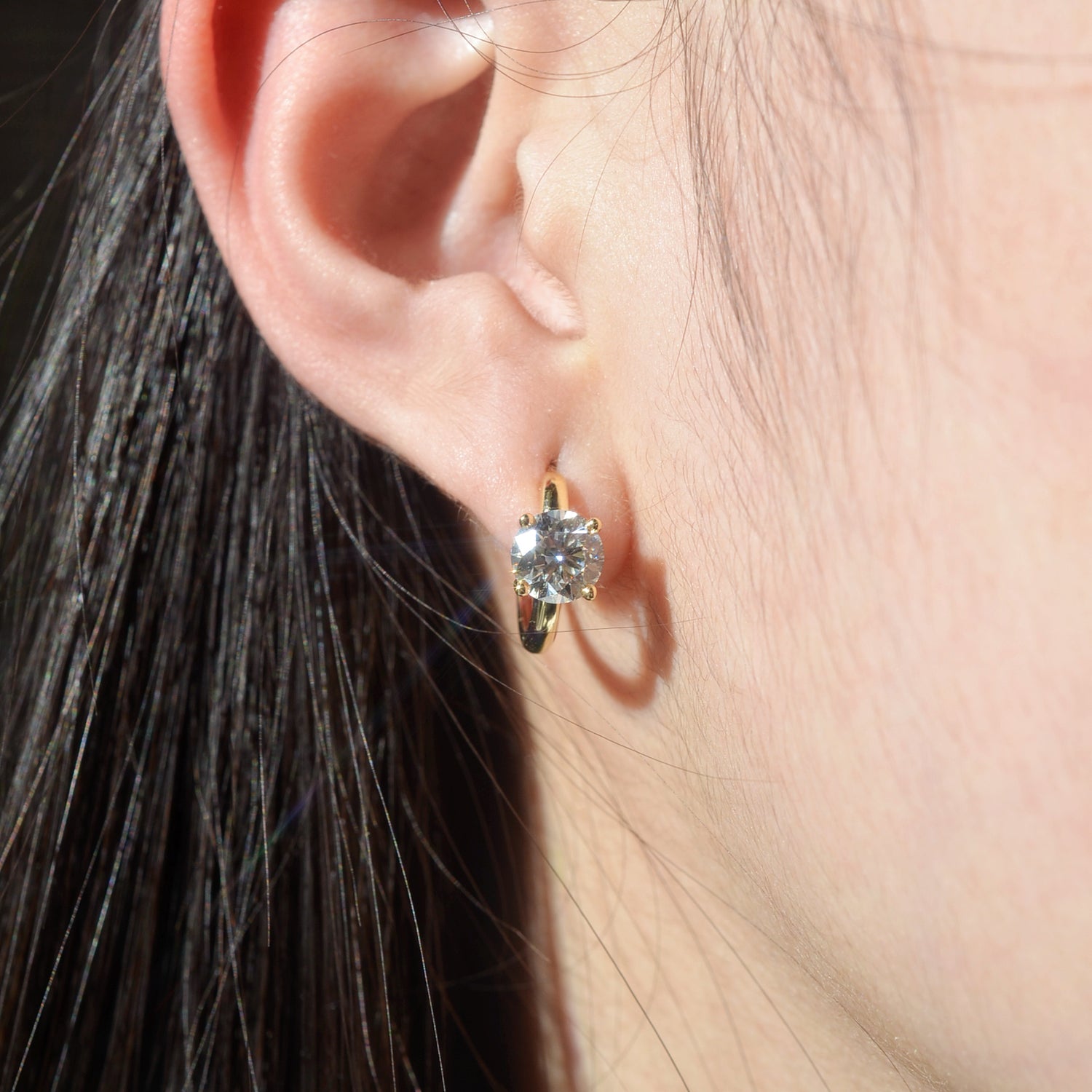 Boucles d’oreilles Melinda - Diamant de laboratoire - 1 carat (2 X) -Rond - Or jaune 18K