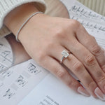 Bague de fiançailles Lune ll - Diamant de laboratoire - 2,1 carats - Émeraude -Or blanc 18K - taille 52 diamelys