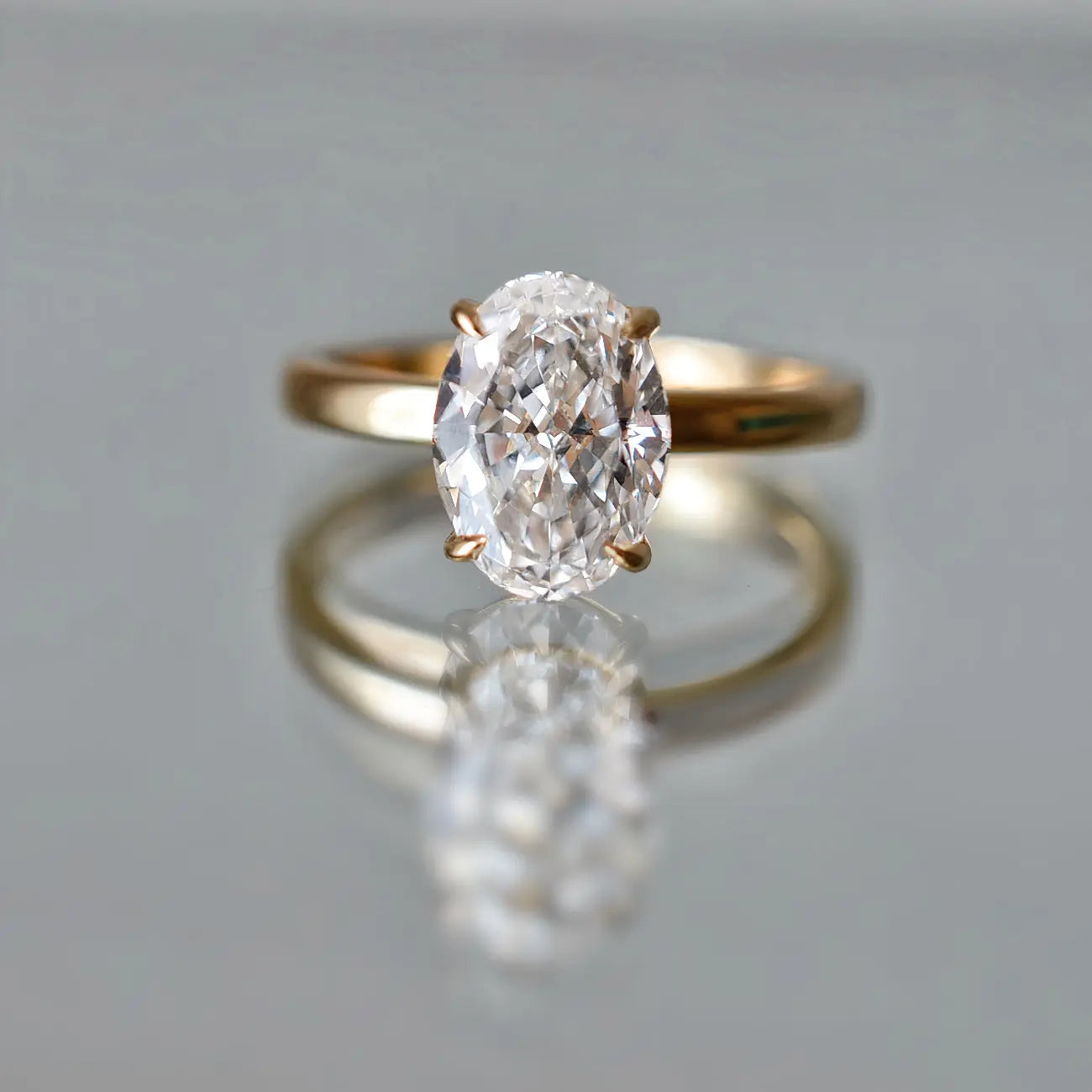 Bague de fiançailles Solea - Diamant de laboratoire - 2,42 carats - Ovale - Or jeune 18K- taille 52 diamelys