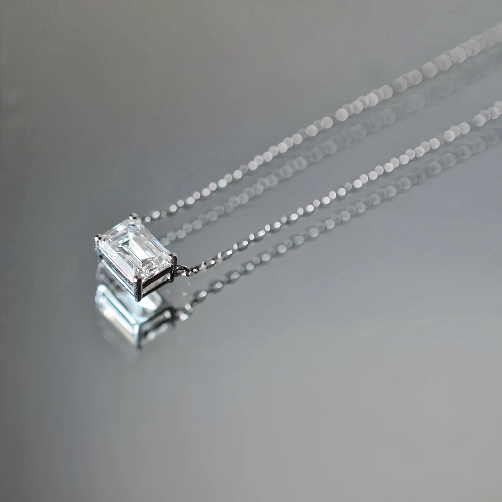 Collier Lune I – Diamant de laboratoire - 1 carat - Émeraude - Or blanc 14K diamelys