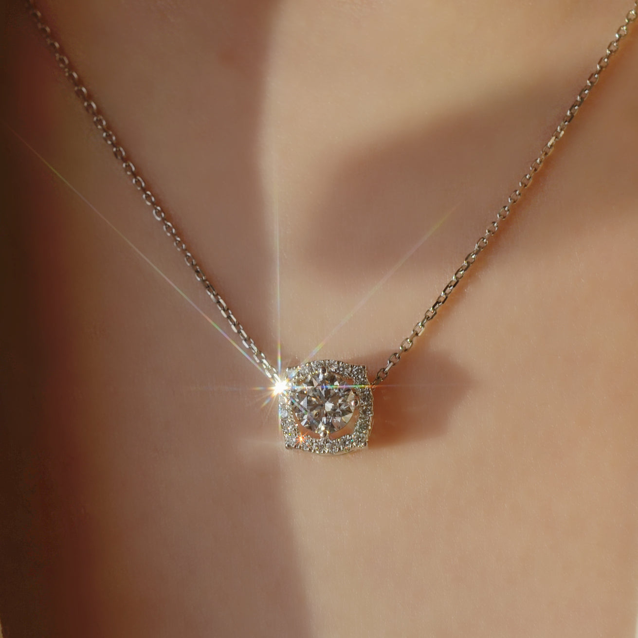 Collier Mira - Diamant de laboratoire - 1 carat - Rond - Or blanc 14K