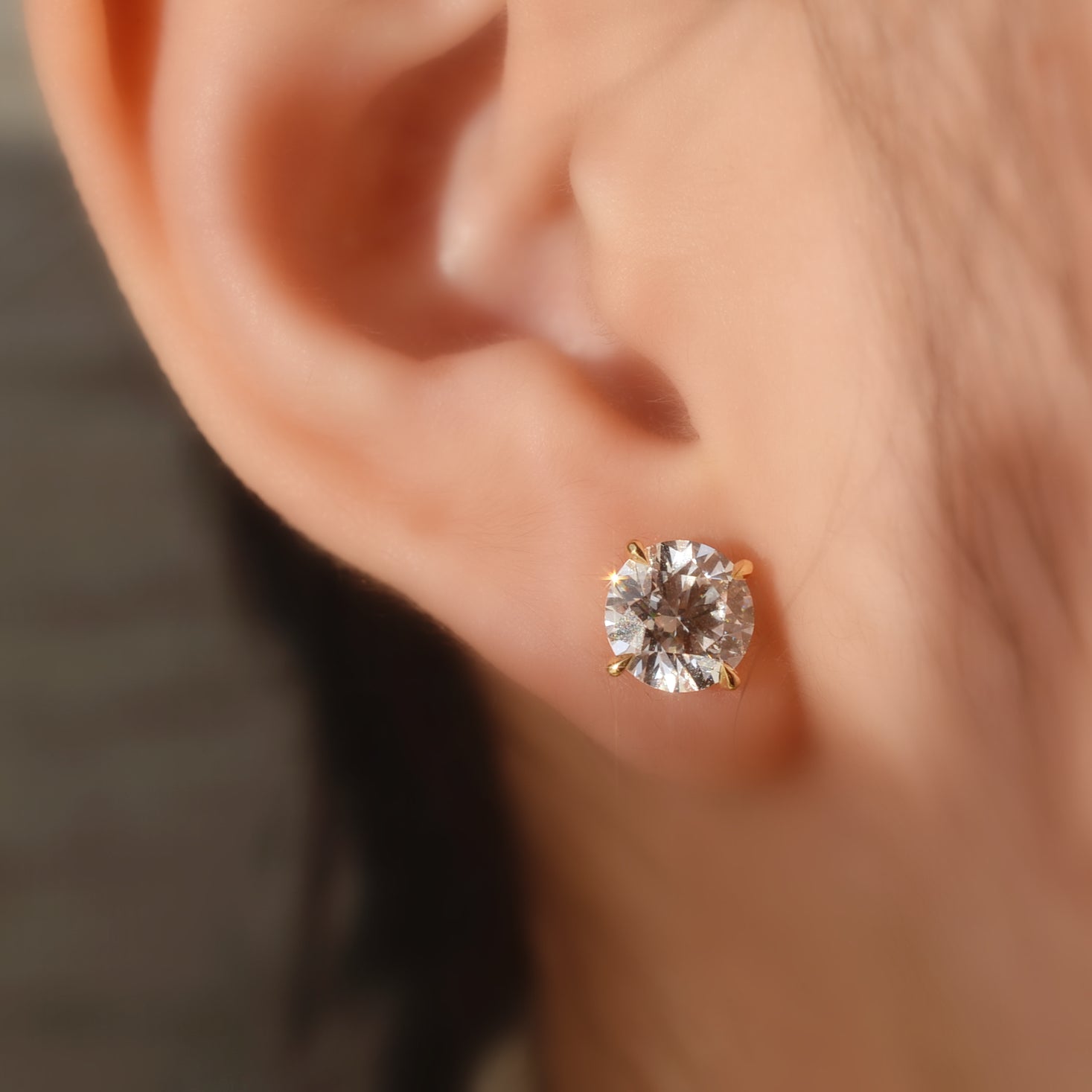 Boucles d’oreilles Alya – Diamant de laboratoire - 1,5 carats (2 X) -Rond - Or jaune
