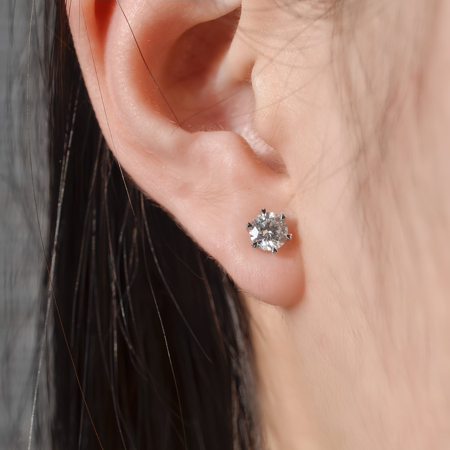 Boucles d’oreilles Vega - Diamant de laboratoire - 0,5 carat (2 X) - Rond - Or blanc 18K