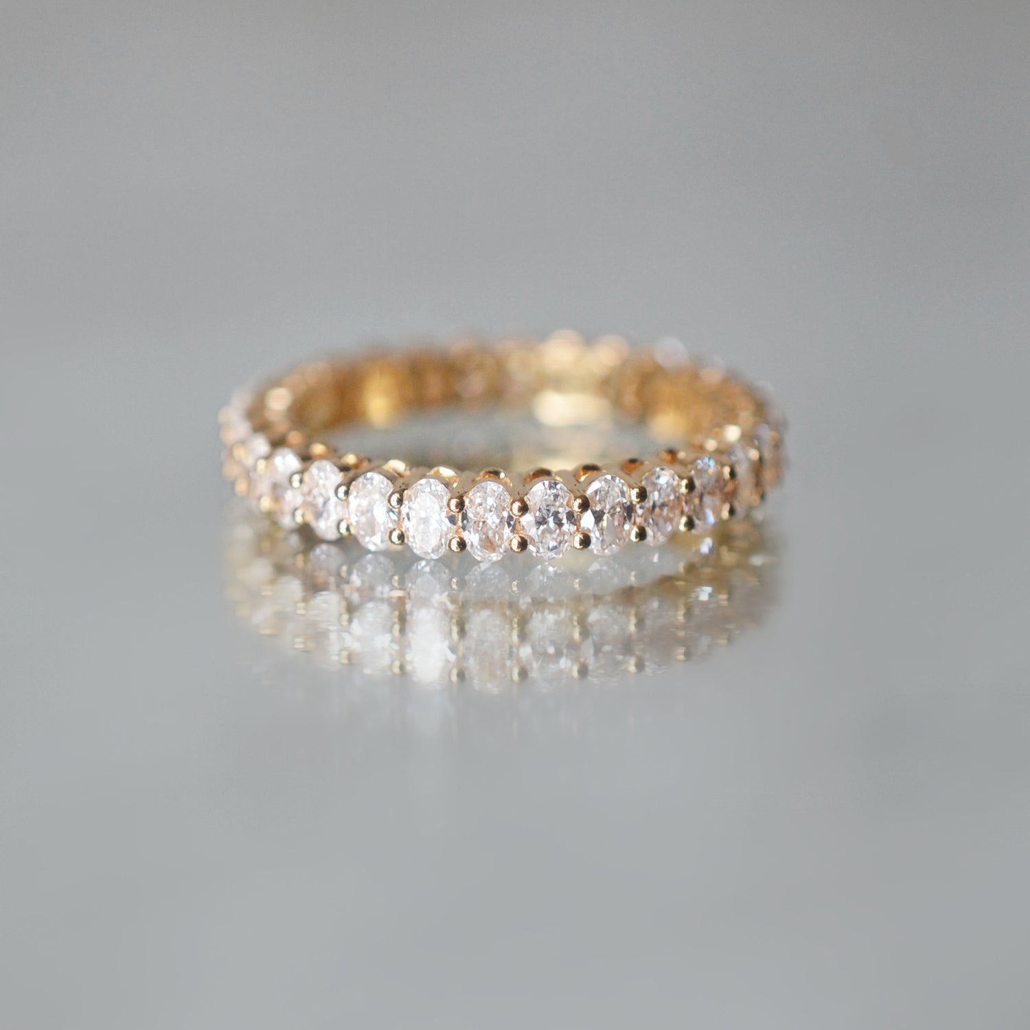 Bague Infini - Diamants de laboratoire - Or jaune 18 carats -Ovale 1.55 carats - taille 52