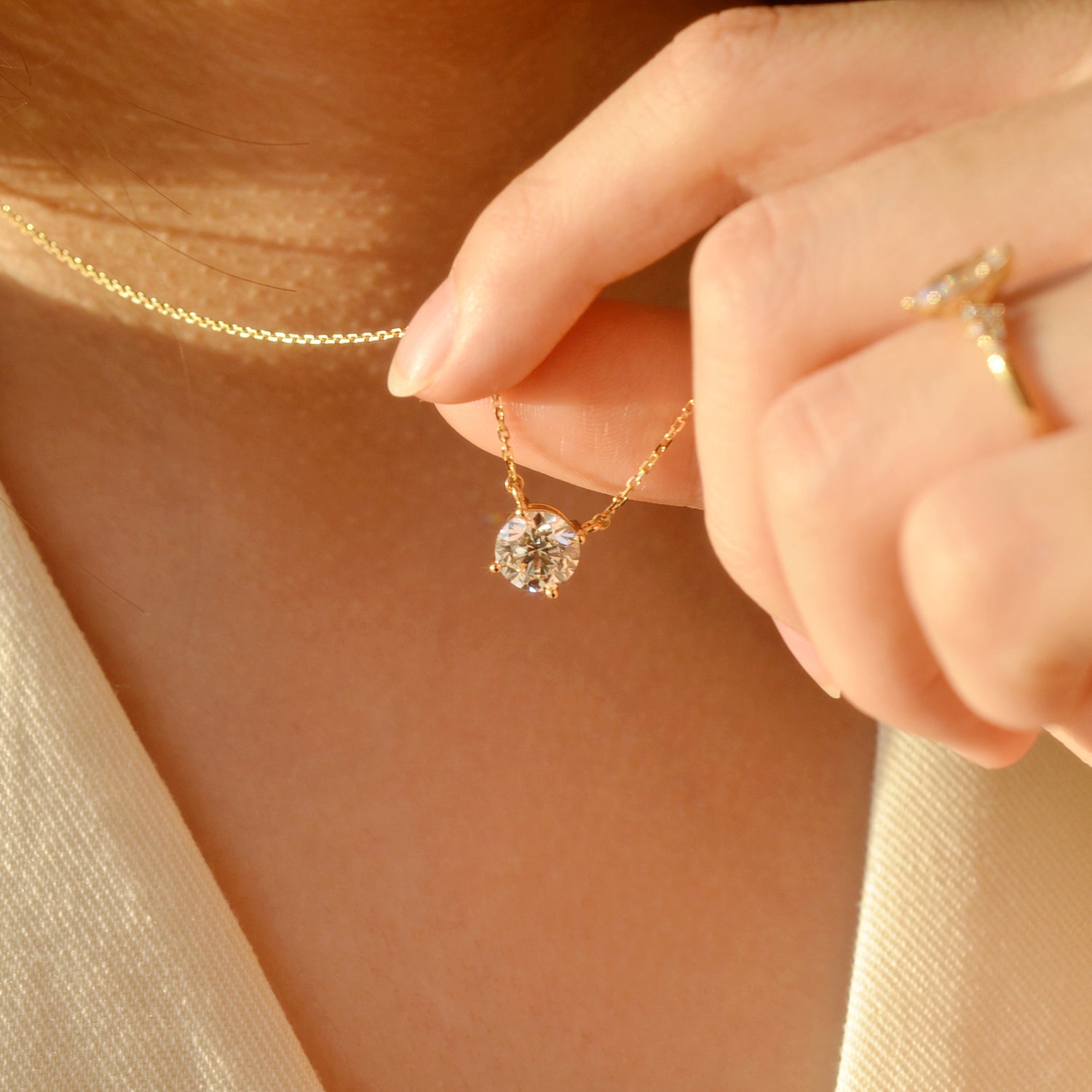 Collier Alya – Diamant de laboratoire - 2,04 carats - Rond - Or jaune 18K