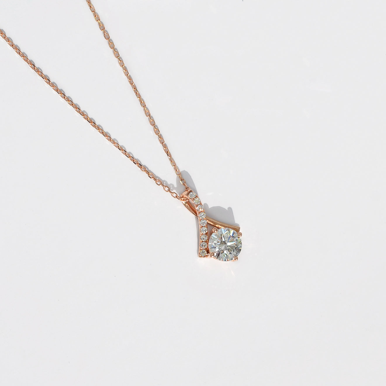 Collier Polaire - Diamant de laboratoire - 1,03 carat - Rond -Or rose 14 K