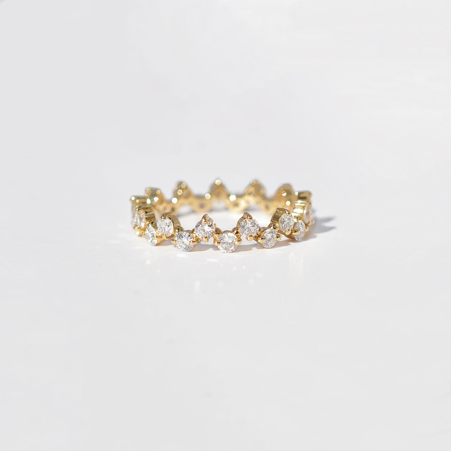 Alliance Cascade - Diamants de laboratoire - Or jaune 14 carats -Rond 1.11 carats - taille 52