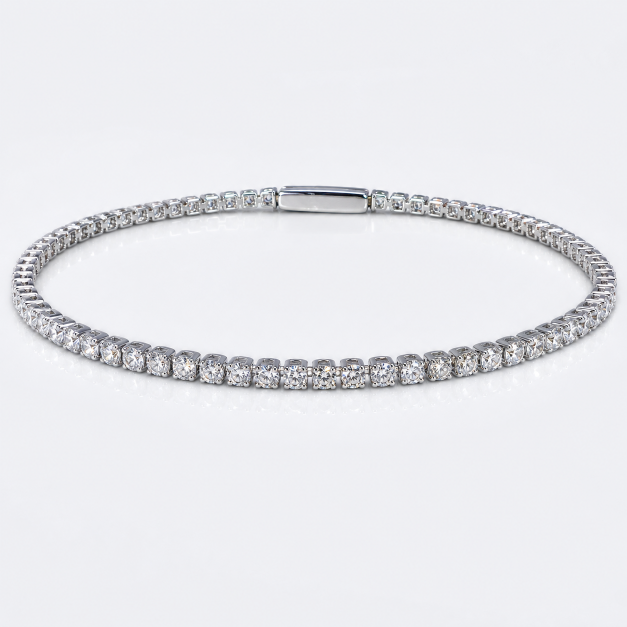 Bracelet tennis Gala 2 mm - Diamant de laboratoire - total 1,65 carats - Rond - Or blanc 18K