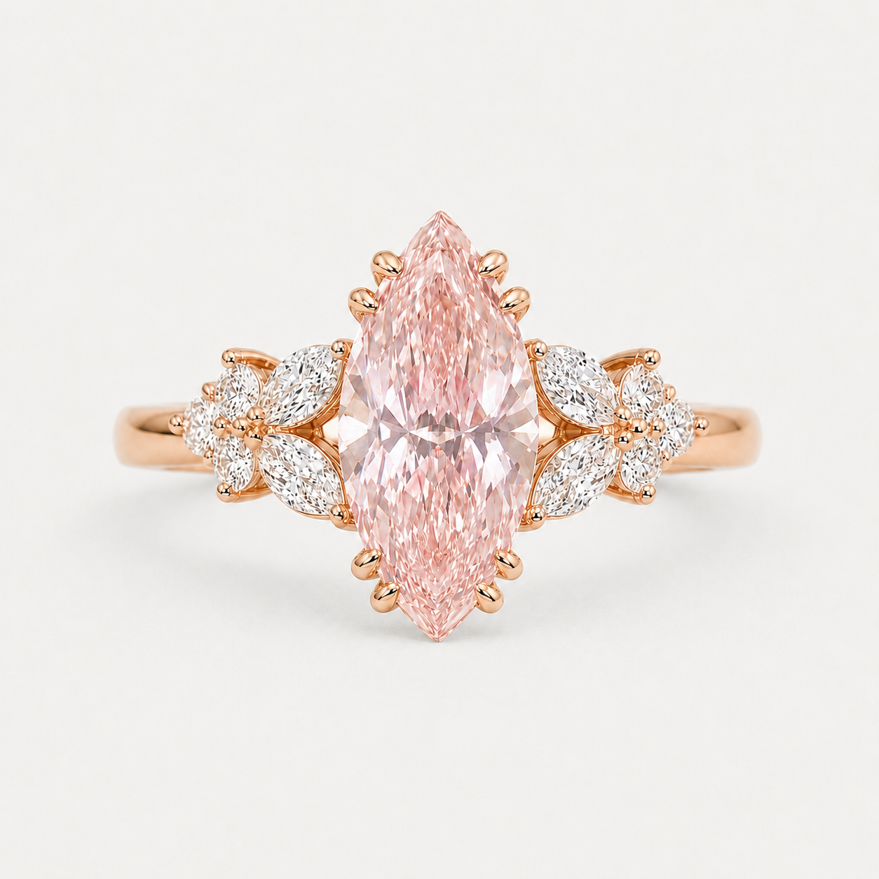 Bague Roselia - Diamants rose de laboratoire - Marquise - Personnalisable