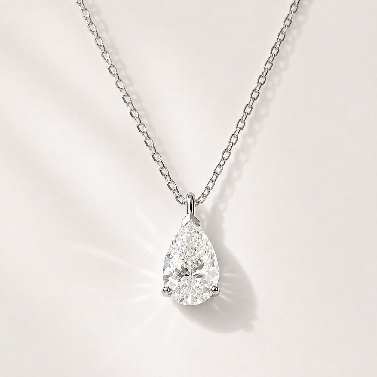 Collier Nova – Diamant de laboratoire - 1 carat -Poire - Or blanc 14K