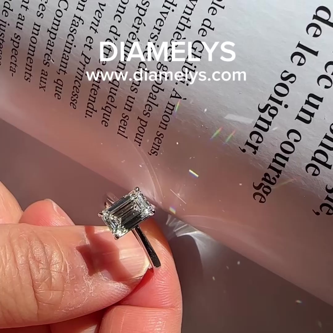 Bague Lune - Diamant de laboratoire - Émeraude - Personnalisable